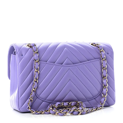 Chanel Lambskin Chevron Quilted Small Double Flap Purple 2 of 5
