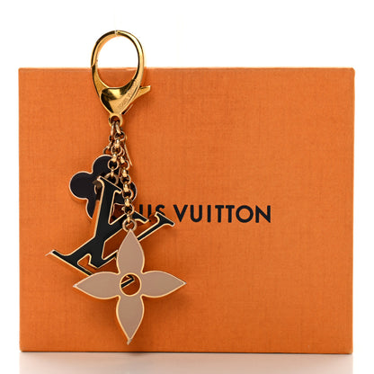 Louis Vuitton Metal Enamel Fleur De Monogram Bag Charm Dore 7 of 7