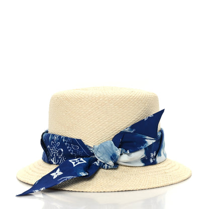 Louis Vuitton Straw Monogram Bandana Hat S Blue 3 of 7