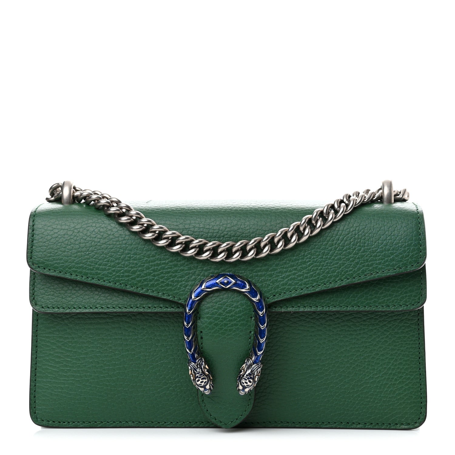 Gucci Dollar Calfskin Enamel Small Dionysus Shoulder Bag Emerald Electric Blue 1 of 12