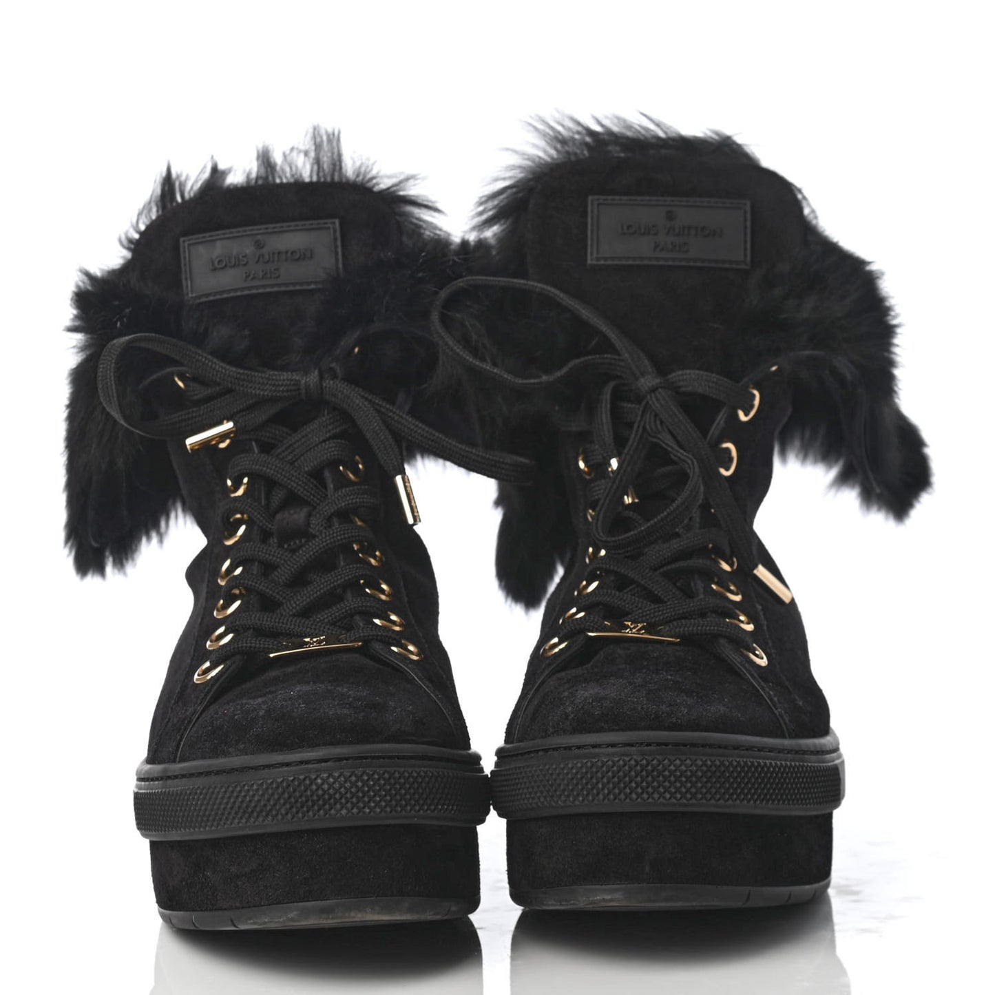 Suede Rabbit Fur Jazzy Sneakers 37 Black