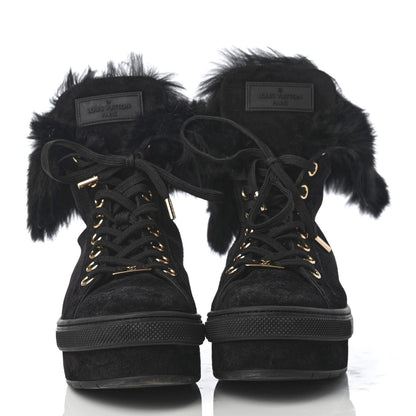 Louis Vuitton Suede Rabbit Fur Jazzy Sneakers 37 Black 2 of 10