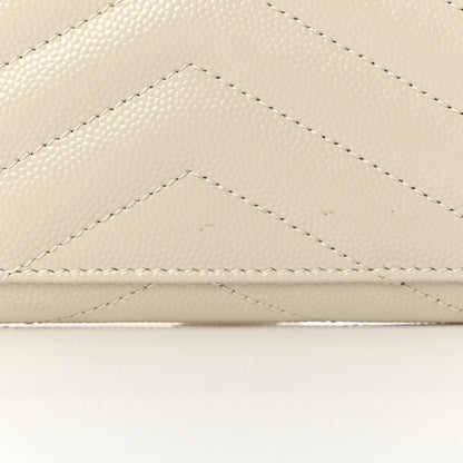 Saint Laurent Grain De Poudre Matelasse Chevron Monogram Envelope Clutch Blanc Vintage 10 of 13