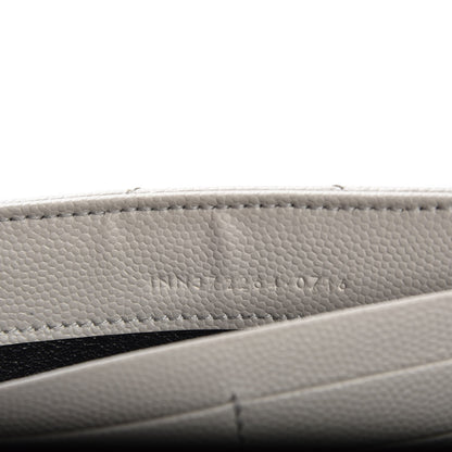 Saint Laurent Grain De Poudre Matelasse Monogram Flap Wallet Light Grey 8 of 14