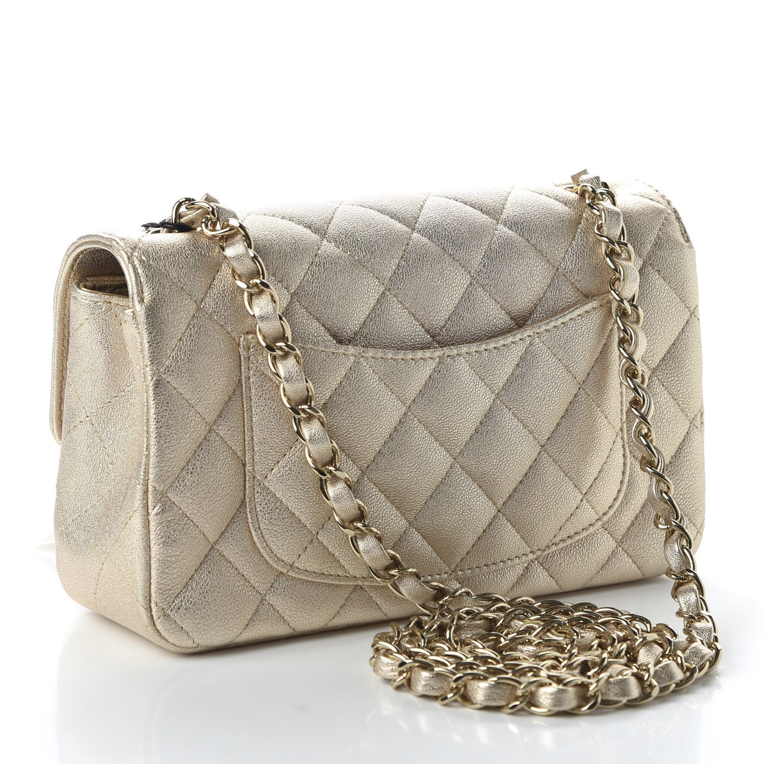 Chanel Metallic Lambskin Quilted Mini Rectangular Flap Gold 3 of 10