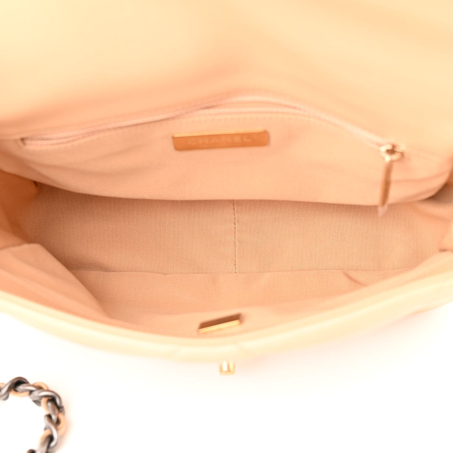 Goatskin Quilted Medium Chanel 19 Flap Beige