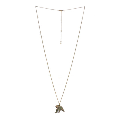 Christian Dior Metal Enamel Niki De Saint Phalle Dragon Necklace Gold Green 3 of 5