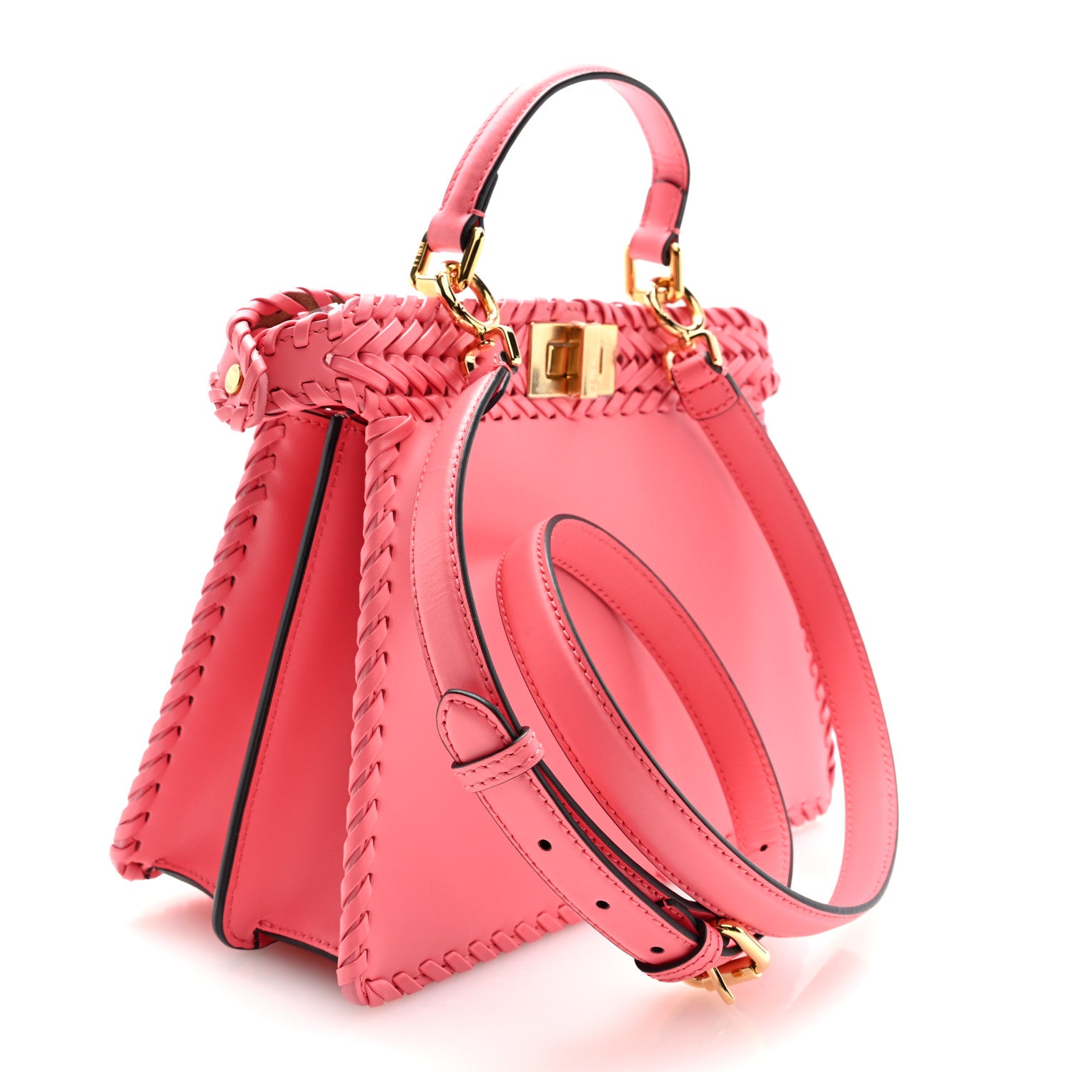 Fendi Vitello King Shiny Nappa Intreccio Small Peekaboo I SEE U Satchel Pink Dalia 3 of 10