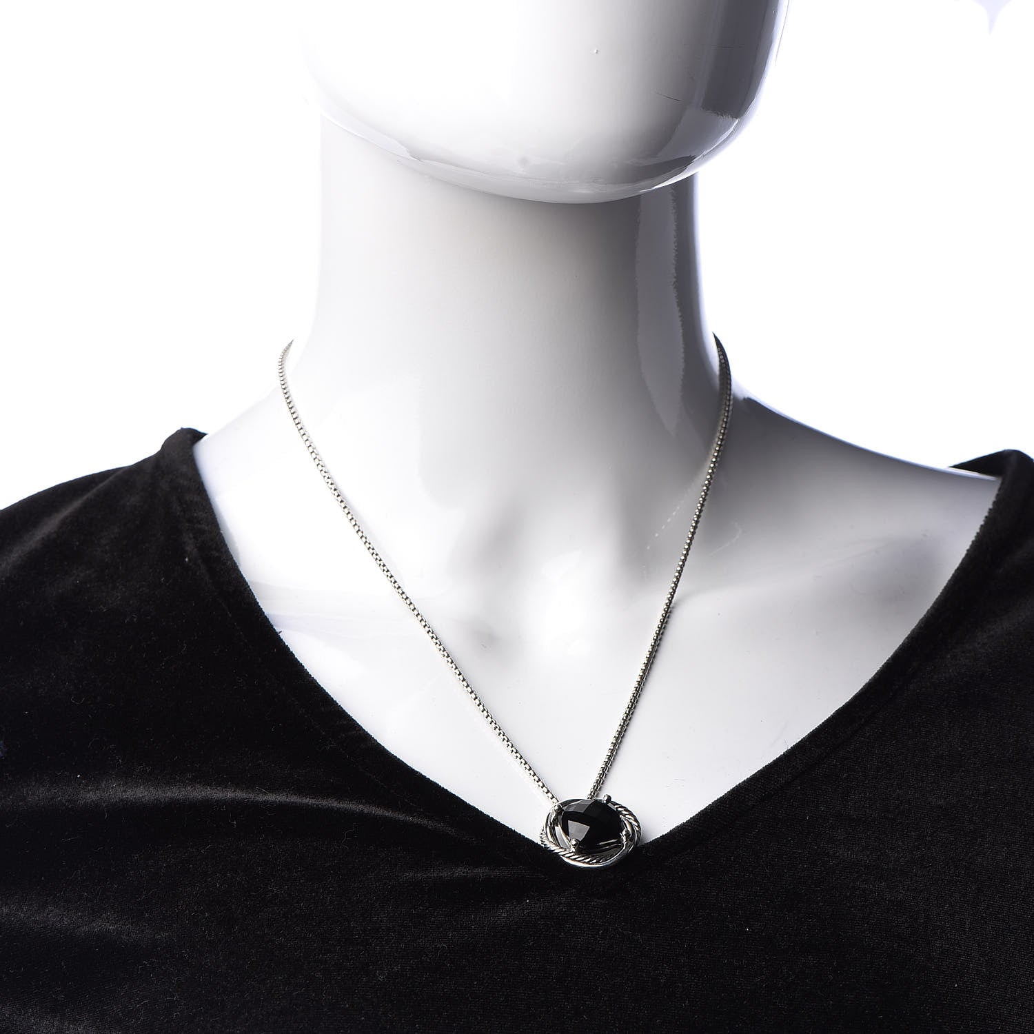David Yurman Sterling Silver Black Onyx 14mm Infinity Pendant Necklace 2 of 6