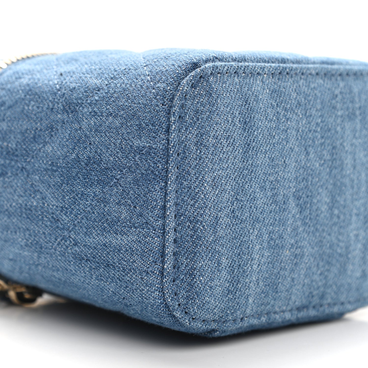 Chanel Denim Quilted Mini Pearl Crush Vanity Case With Chain 9 of 11