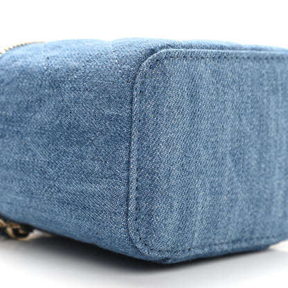 Chanel Denim Quilted Mini Pearl Crush Vanity Case With Chain 9 of 11