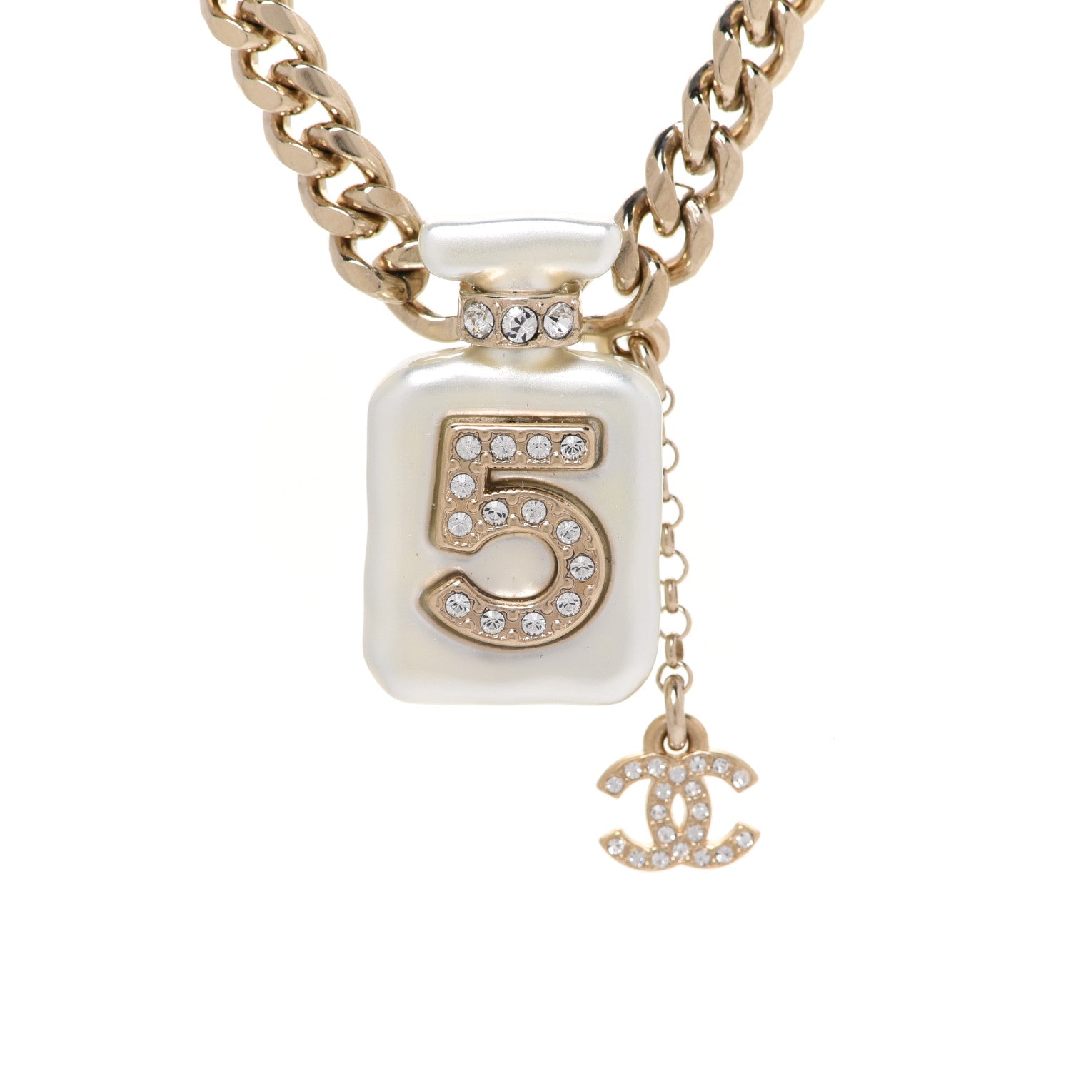Chanel Resin Crystal CC No 5 Perfume Bottle Necklace 4 of 6
