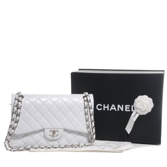 Chanel Caviar Jumbo Double Flap White 5 of 9