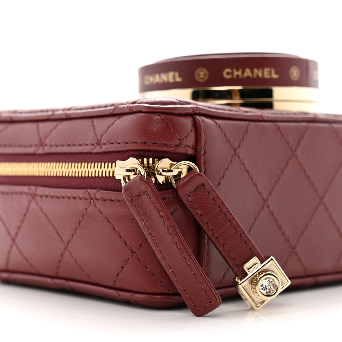 Lambskin Quilted Coco Click Bag Burgundy