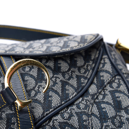 Christian Dior Monogram Double Saddle Bag Navy Blue 11 of 12