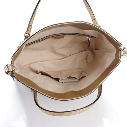Gucci Metallic Guccissima Medium Bree Foldover Tote Golden Beige 5 of 7