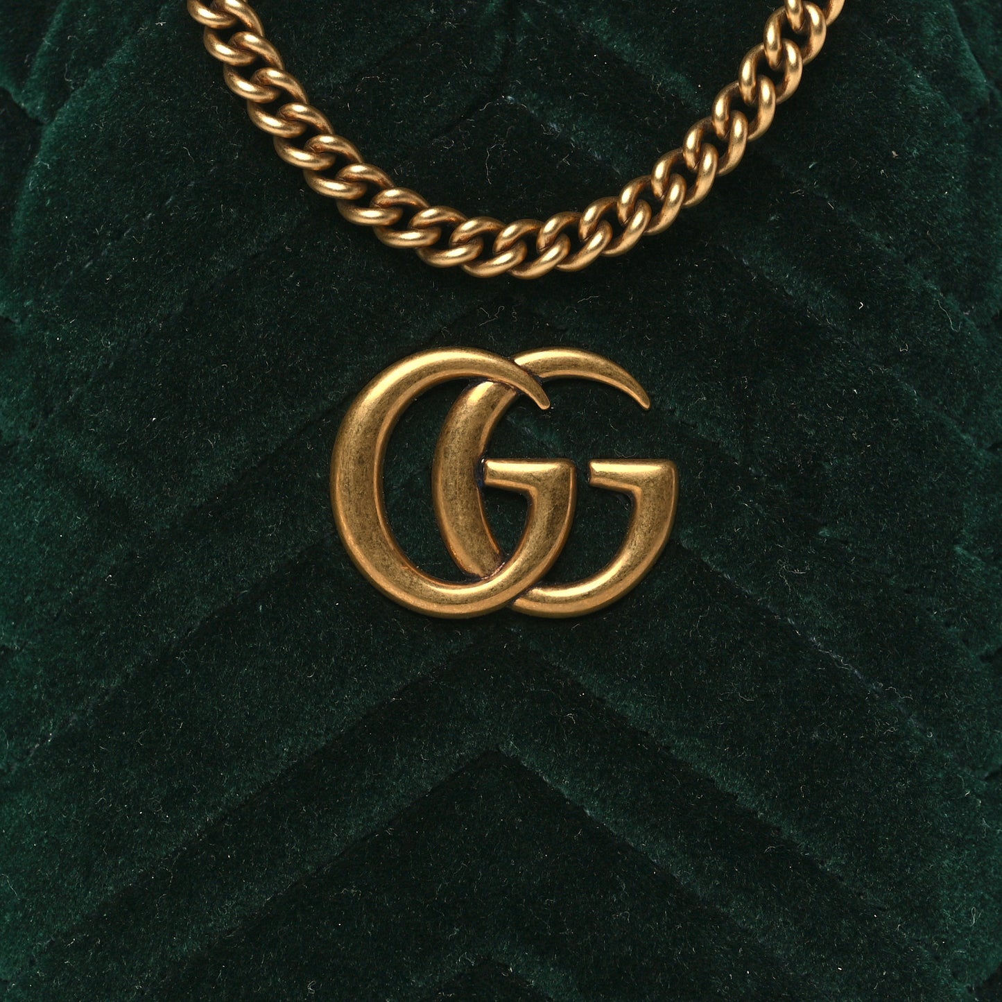 Velvet Matelasse Mini GG Marmont 2.0 Bucket Bag Dark Green