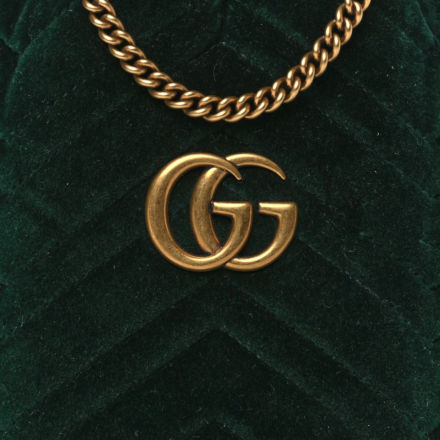 Gucci Velvet Matelasse Mini GG Marmont 2.0 Bucket Bag Dark Green 8 of 10
