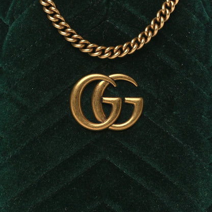 Gucci Velvet Matelasse Mini GG Marmont 2.0 Bucket Bag Dark Green 8 of 10