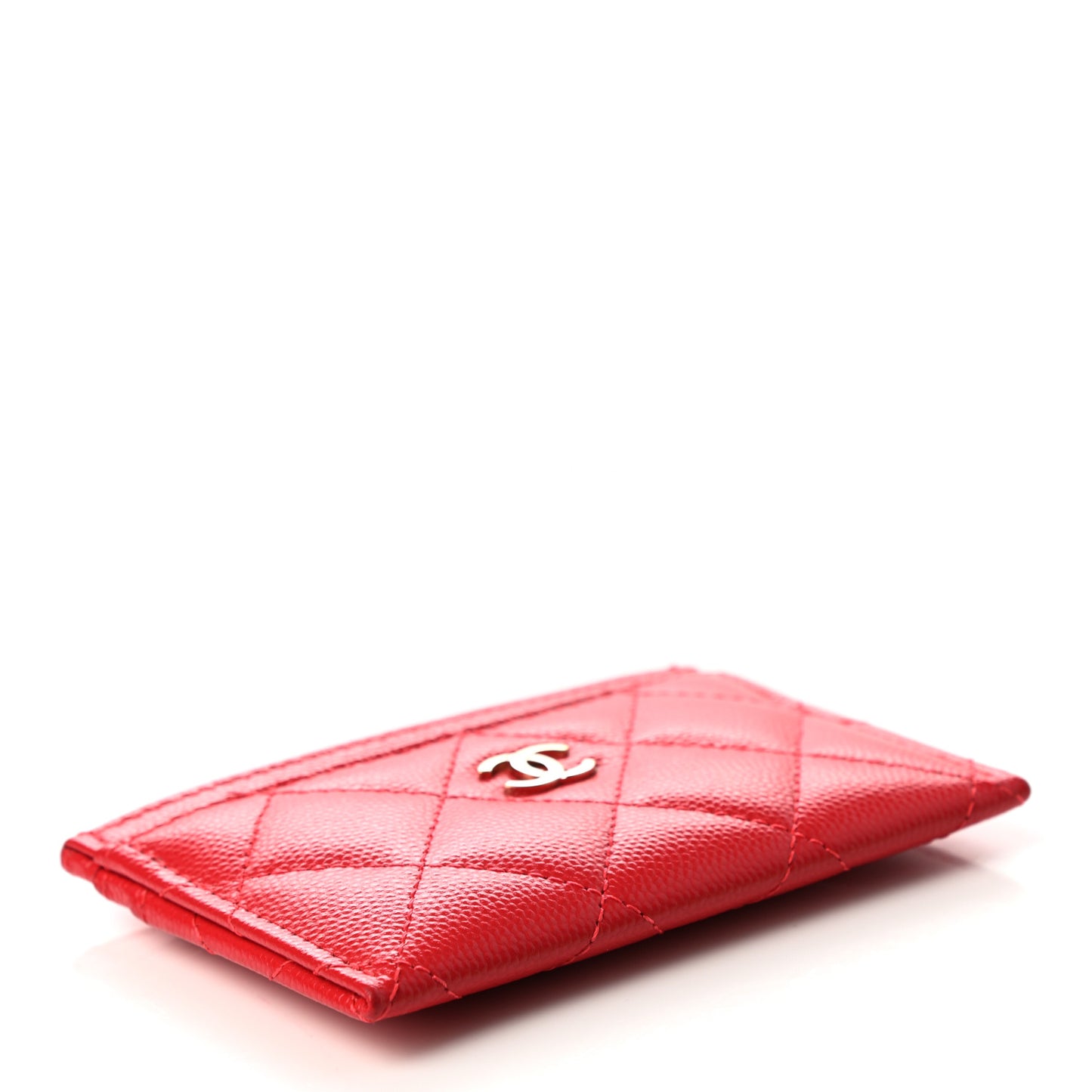 Caviar Quilted Card Holder Red