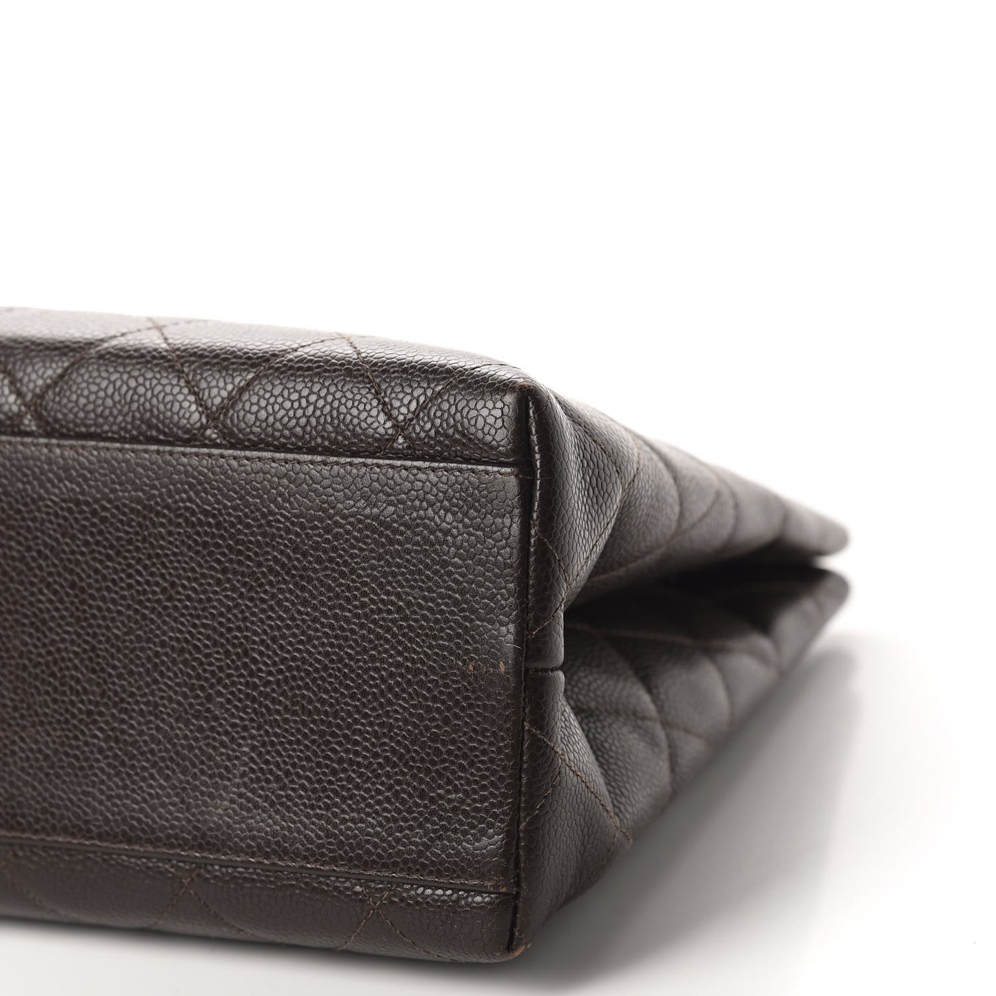 Caviar Quilted Shopper Tote Dark Brown