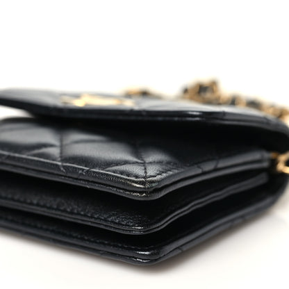 Chanel Lambskin Quilted Pearl Crown Clutch With Chain Black 11 of 11