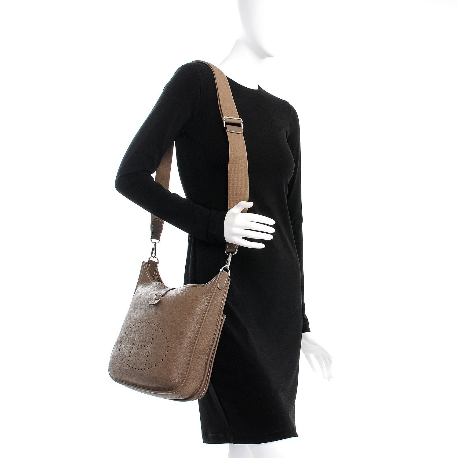 Hermes Taurillon Clemence Evelyne III PM Etoupe 2 of 9