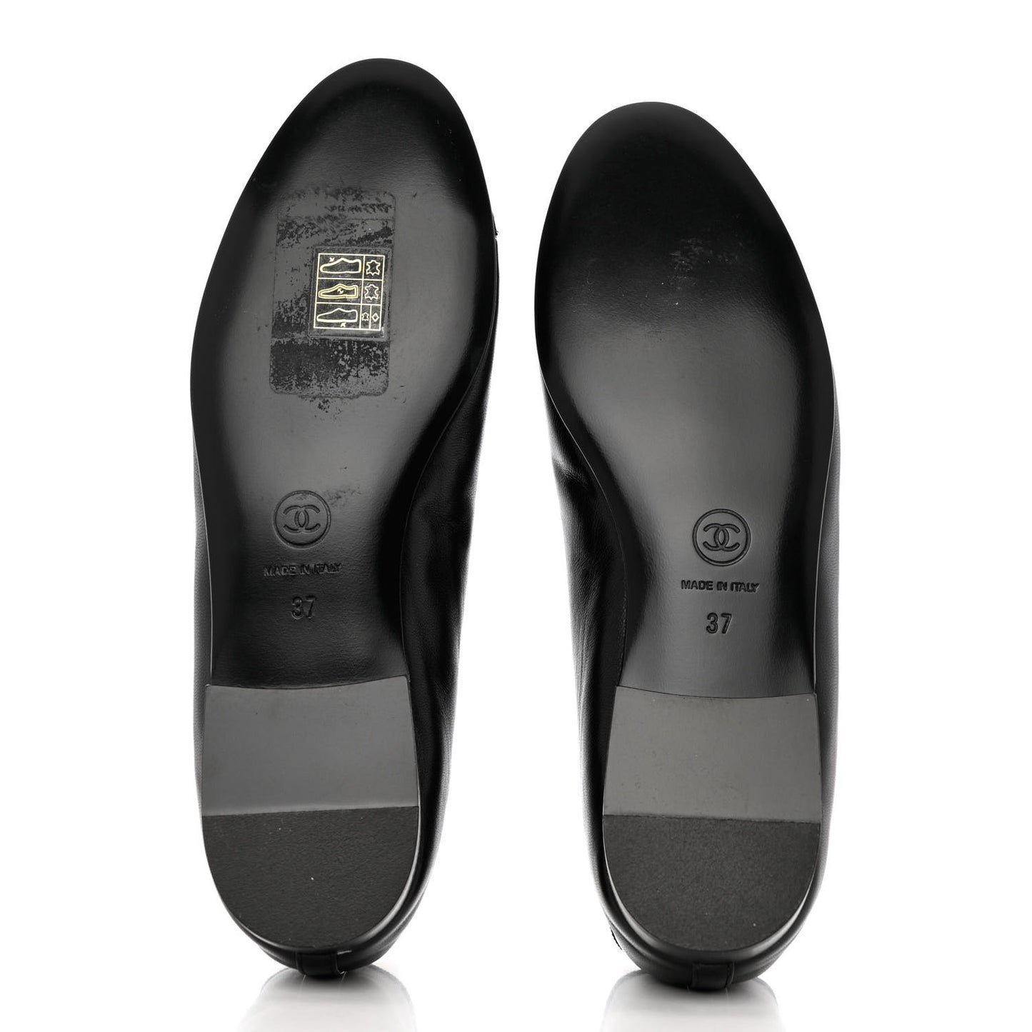Lambskin Patent Cap Toe CC Ballerina Flats 37 Black