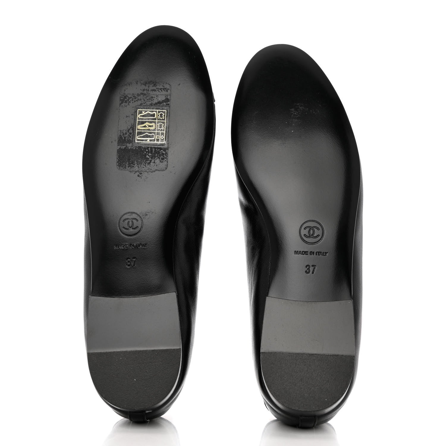 Chanel Lambskin Patent Cap Toe CC Ballerina Flats 37 Black 5 of 12