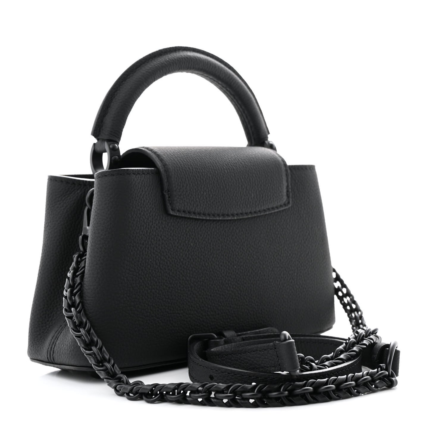 Matte Taurillon Capucines East West Mini All Black