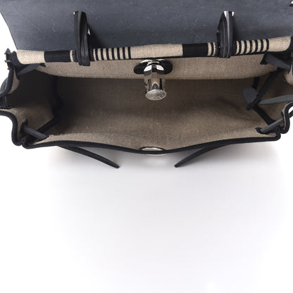 Hermes Vache Hunter Toile H Vibration Herbag Zip 31 PM Ecru Black White 6 of 10
