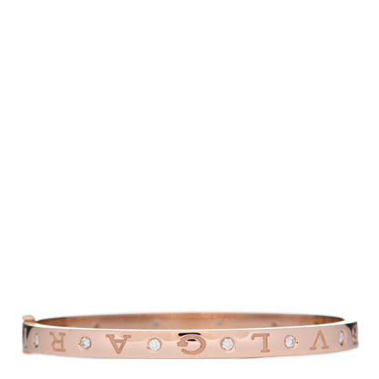 Bulgari 18K Rose Gold 12 Diamond B.Zero1 Essential Bangle Bracelet M 3 of 5