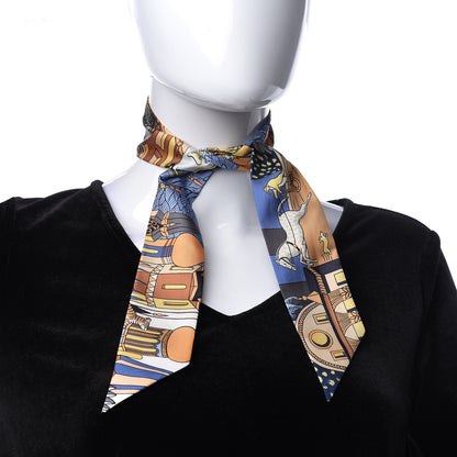Hermes Silk Animapolis Twilly Ocre Bleu Vert 2 of 5
