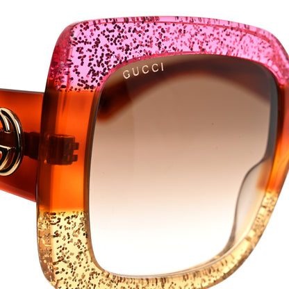 Gucci Acetate Square Frame Sunglasses GG0083S Glitter Pink Multi 7 of 8