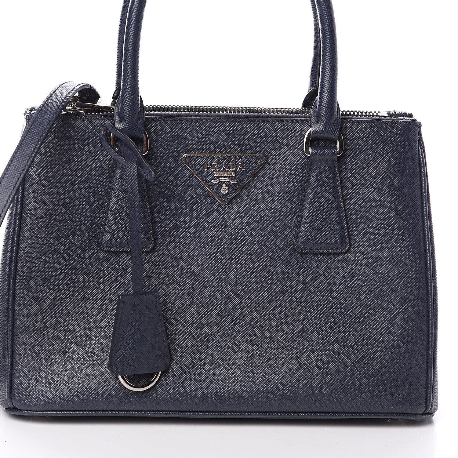 Prada Saffiano Mini Galleria Double Zip Tote Baltico 6 of 8