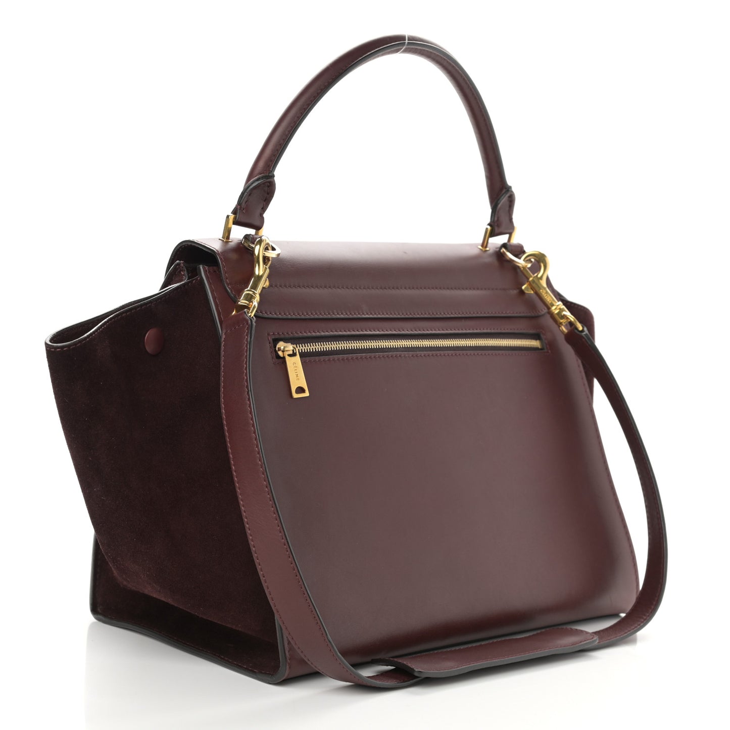 Smooth Calfskin Suede Medium Trapeze Burgundy