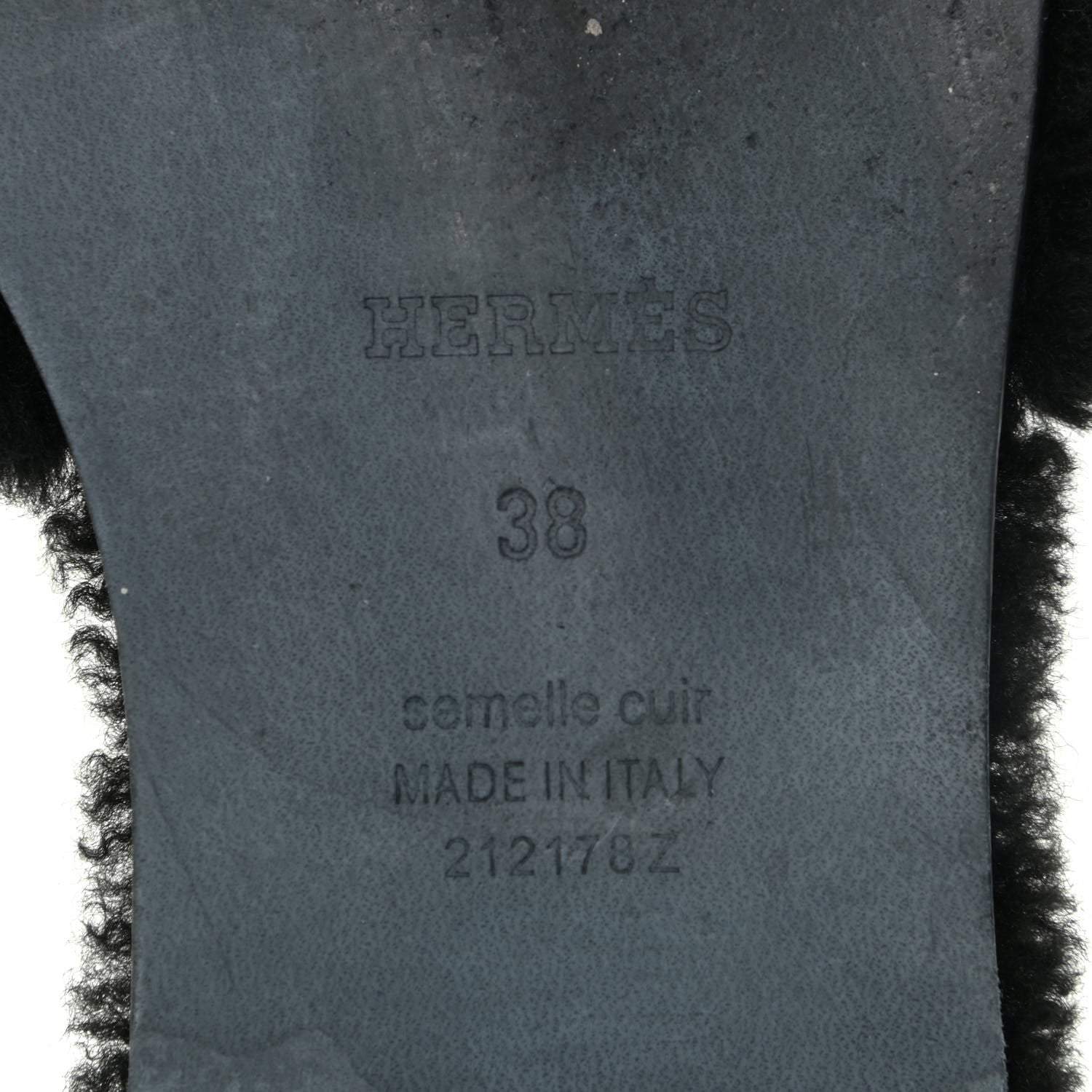 Hermes Woolskin Oran Sandals 38 Black 9 of 14
