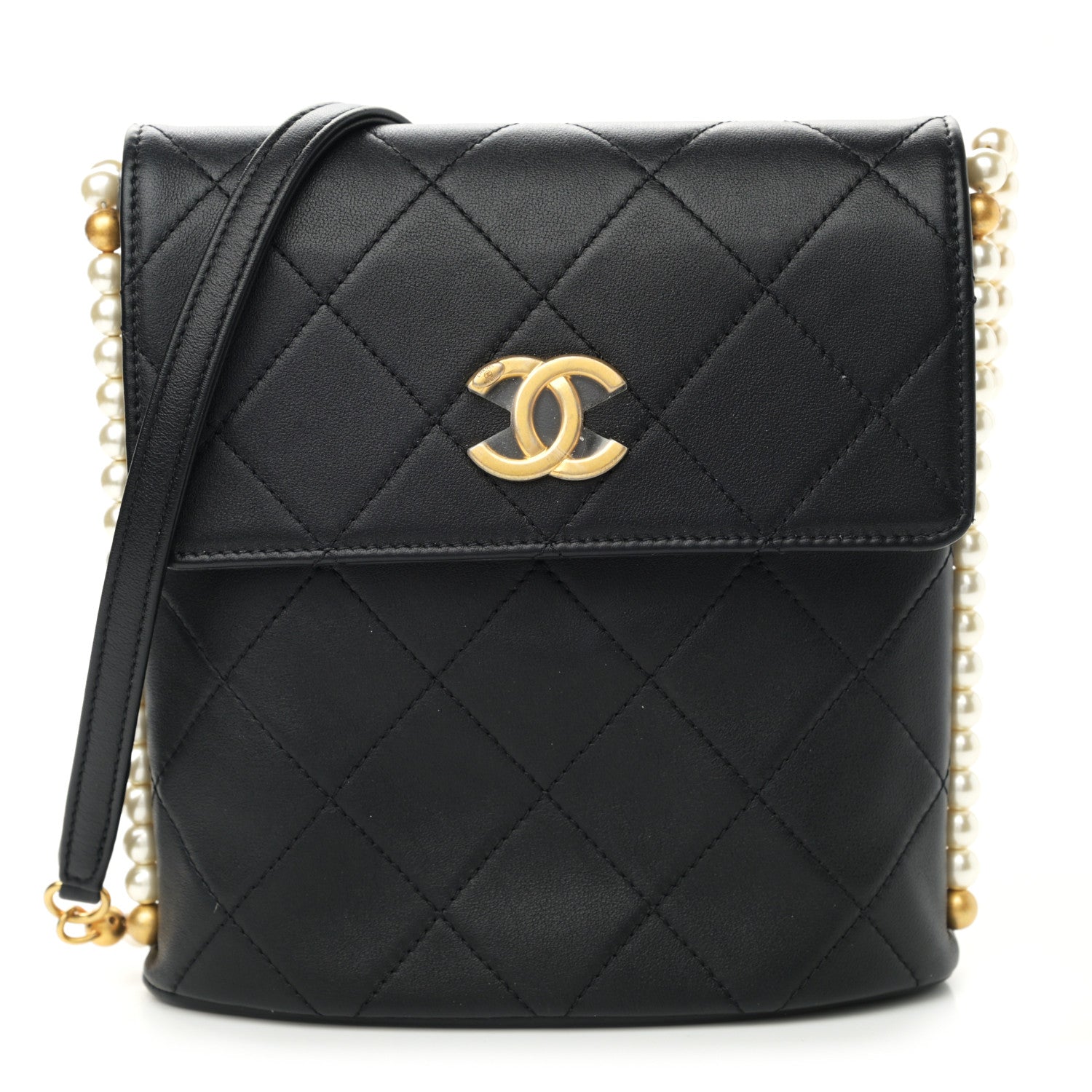 Chanel Calfskin Quilted Pearl Small About Pearls Hobo Bag Black 1 of 10