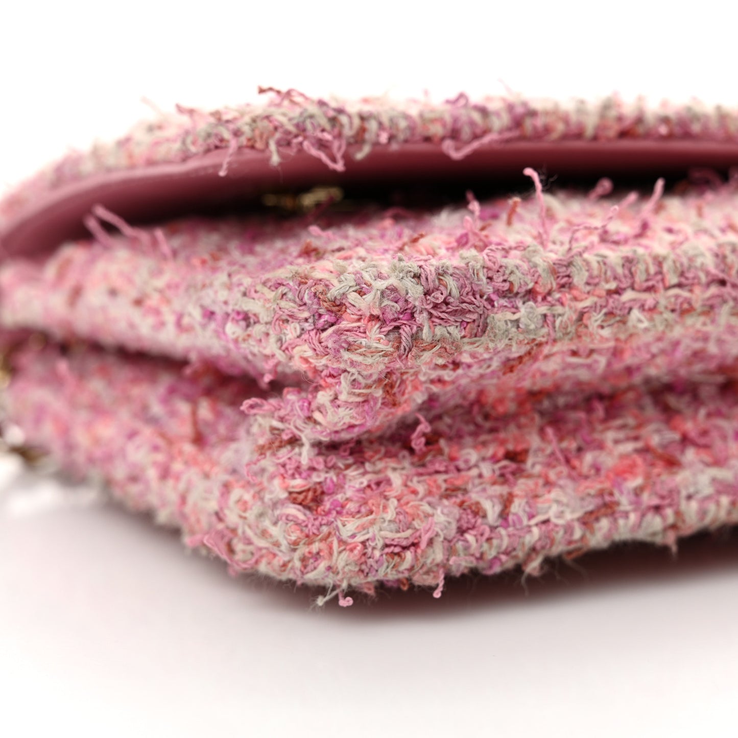 Tweed Quilted Wallet On Chain WOC Pink