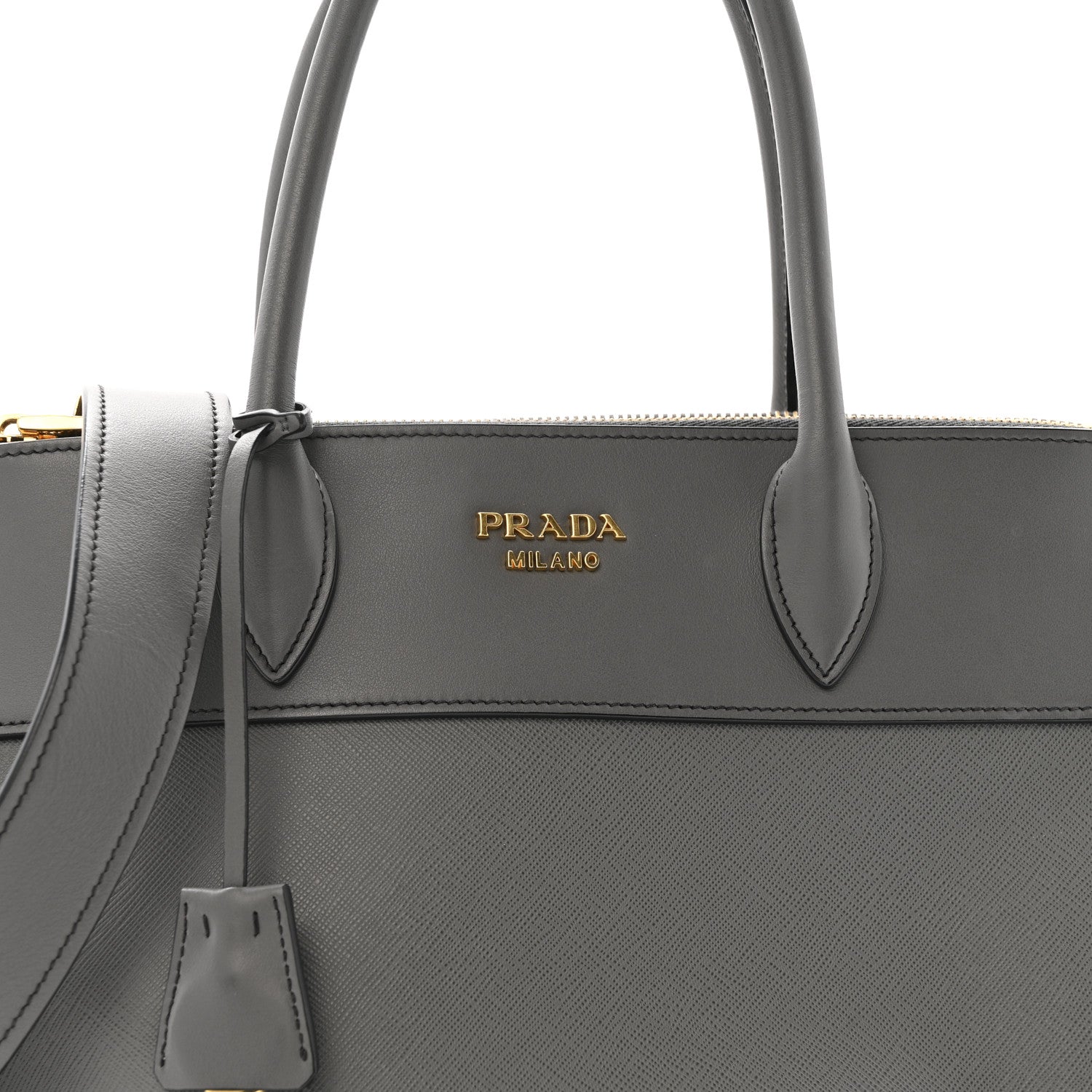 Prada Saffiano City Calfskin Medium Esplanade Tote Mercurio 8 of 13