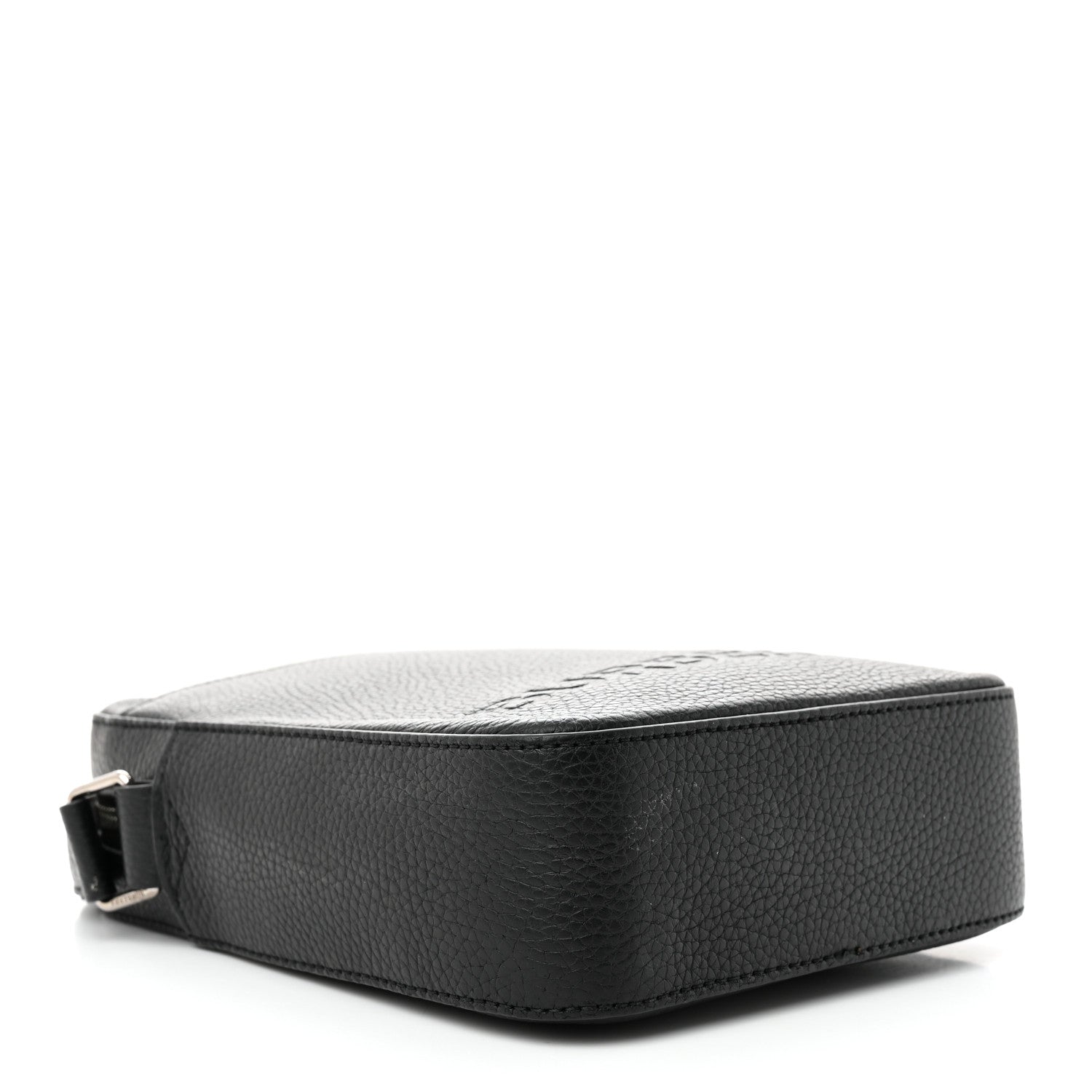 Burberry Pebbled Calfskin Logo Embossed Thornton Messenger Bag Black 4 of 15