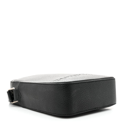 Burberry Pebbled Calfskin Logo Embossed Thornton Messenger Bag Black 4 of 15