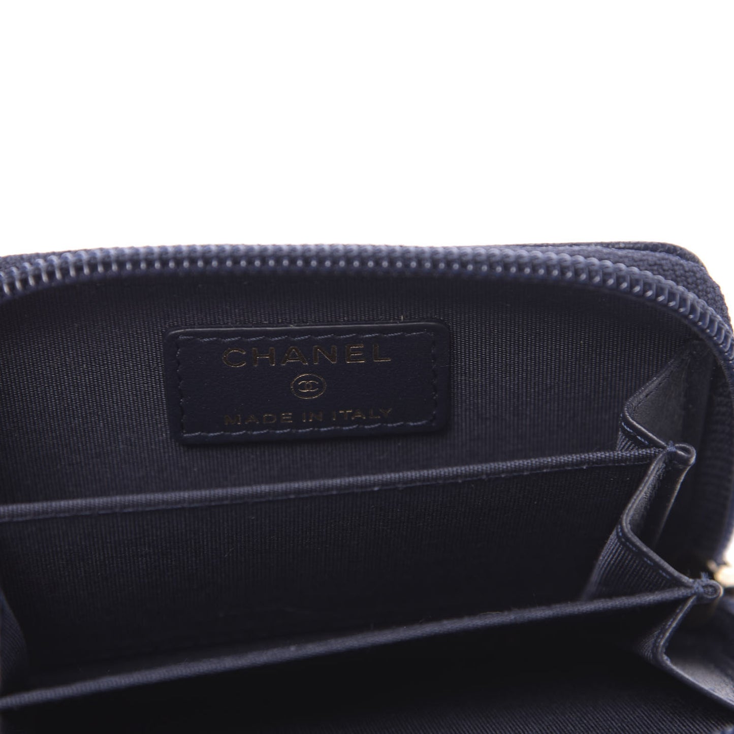 Caviar Chevron Quilted Boy Zip Around Coin Purse Wallet Navy Blue