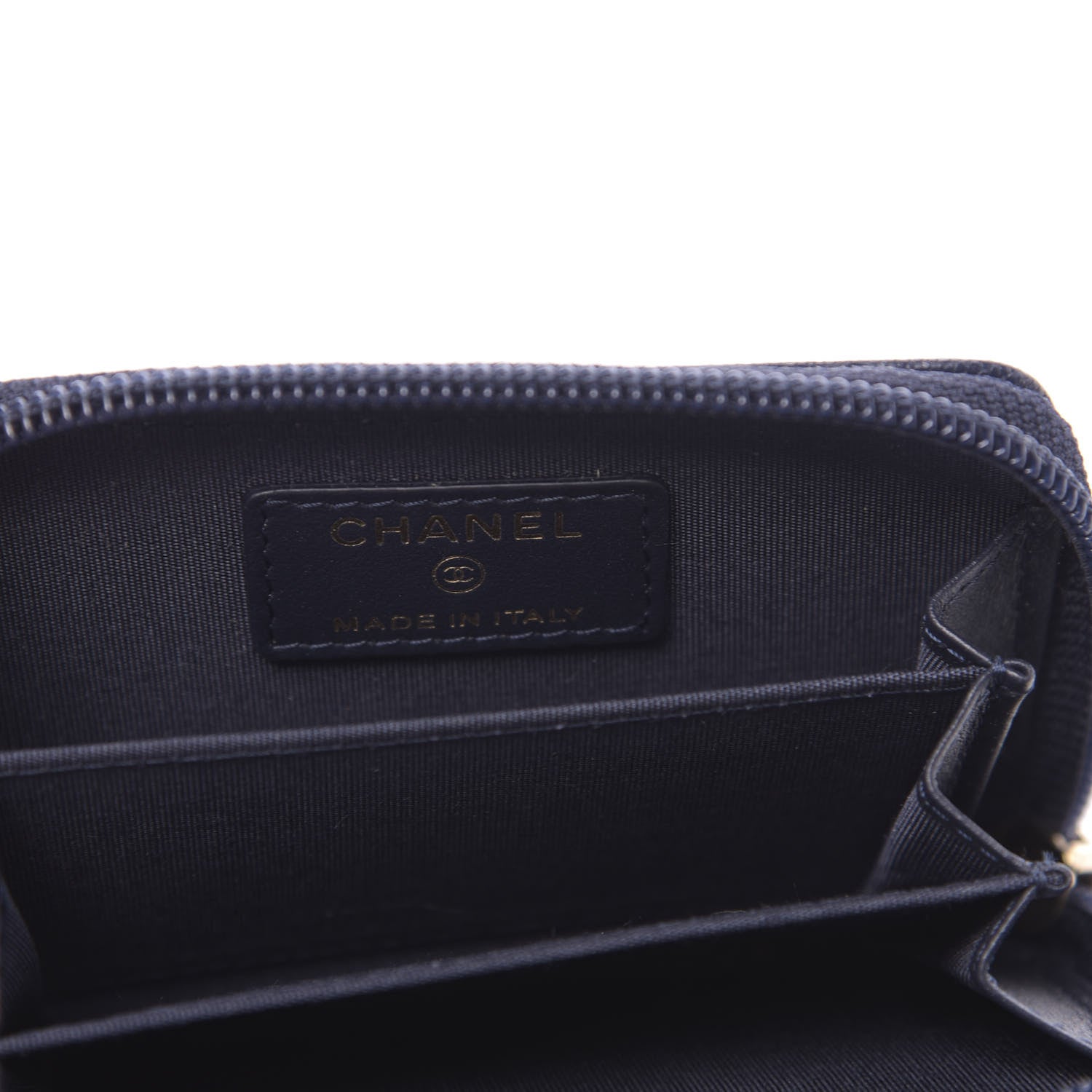 Chanel Caviar Chevron Quilted Boy Zip Around Coin Purse Wallet Navy Blue 6 of 8