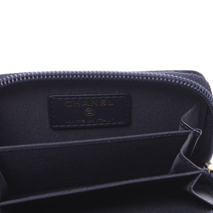 Chanel Caviar Chevron Quilted Boy Zip Around Coin Purse Wallet Navy Blue 6 of 8