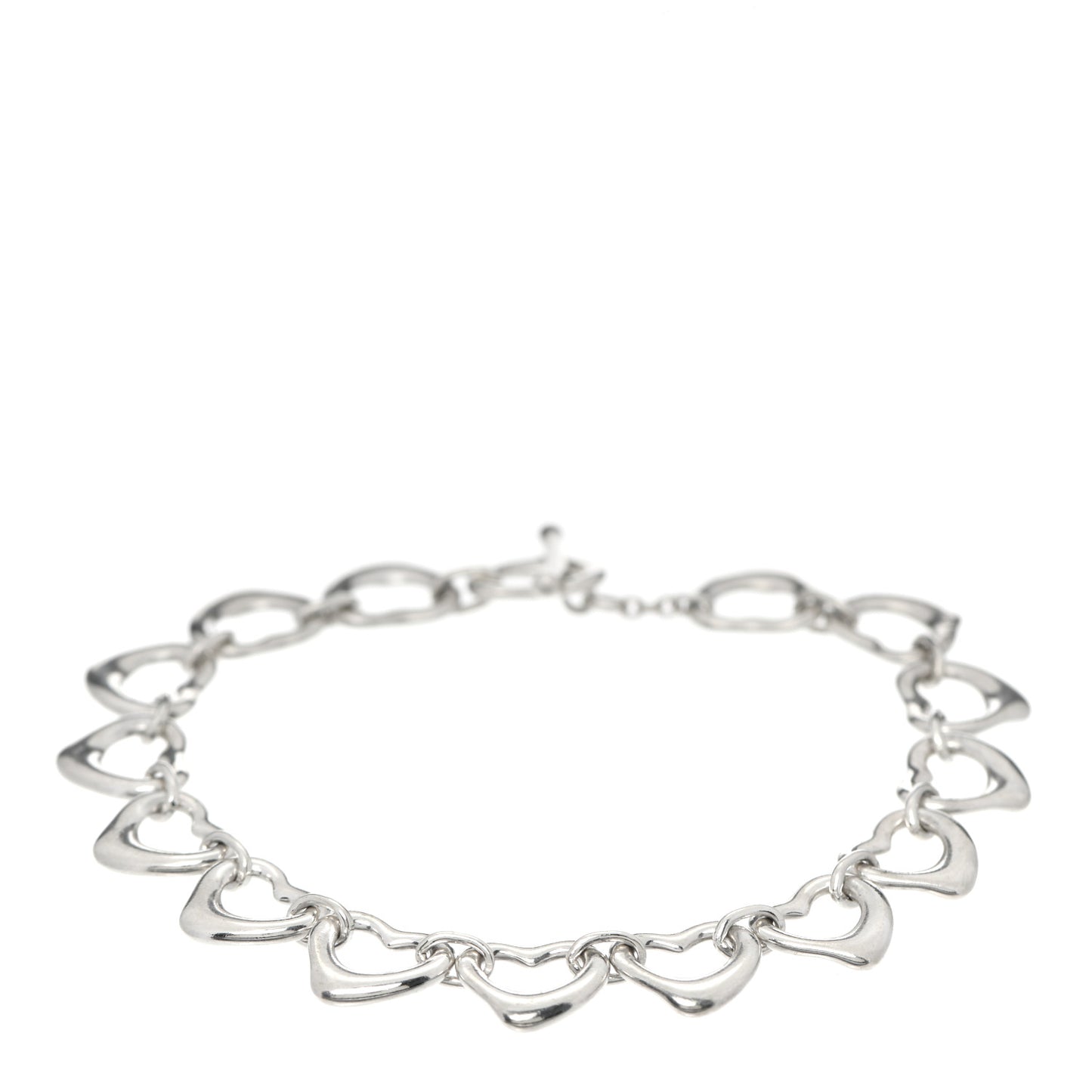 Sterling Silver Elsa Peretti Open Heart Link Toggle Bracelet