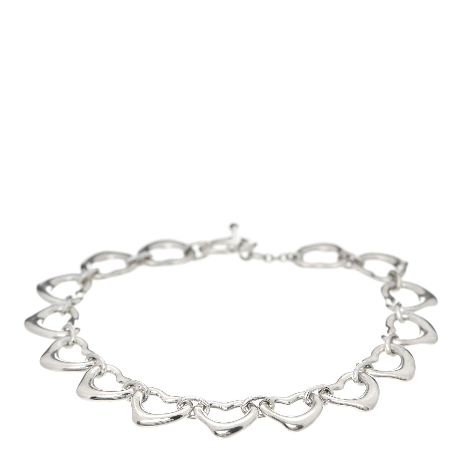 Tiffany Sterling Silver Elsa Peretti Open Heart Link Toggle Bracelet 1 of 4