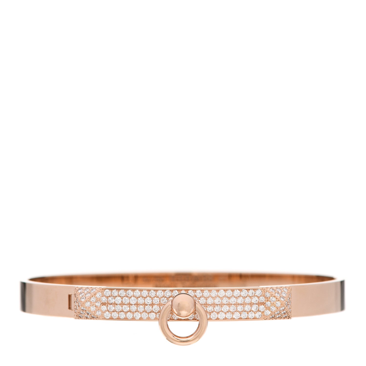 Hermes 18K Rose Gold Diamond PM Collier De Chien Pave Bracelet ST 1 of 5