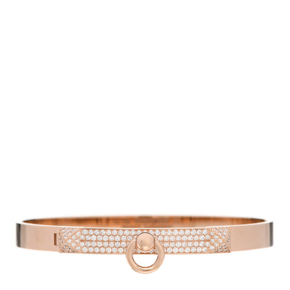 Hermes 18K Rose Gold Diamond PM Collier De Chien Pave Bracelet ST 1 of 5