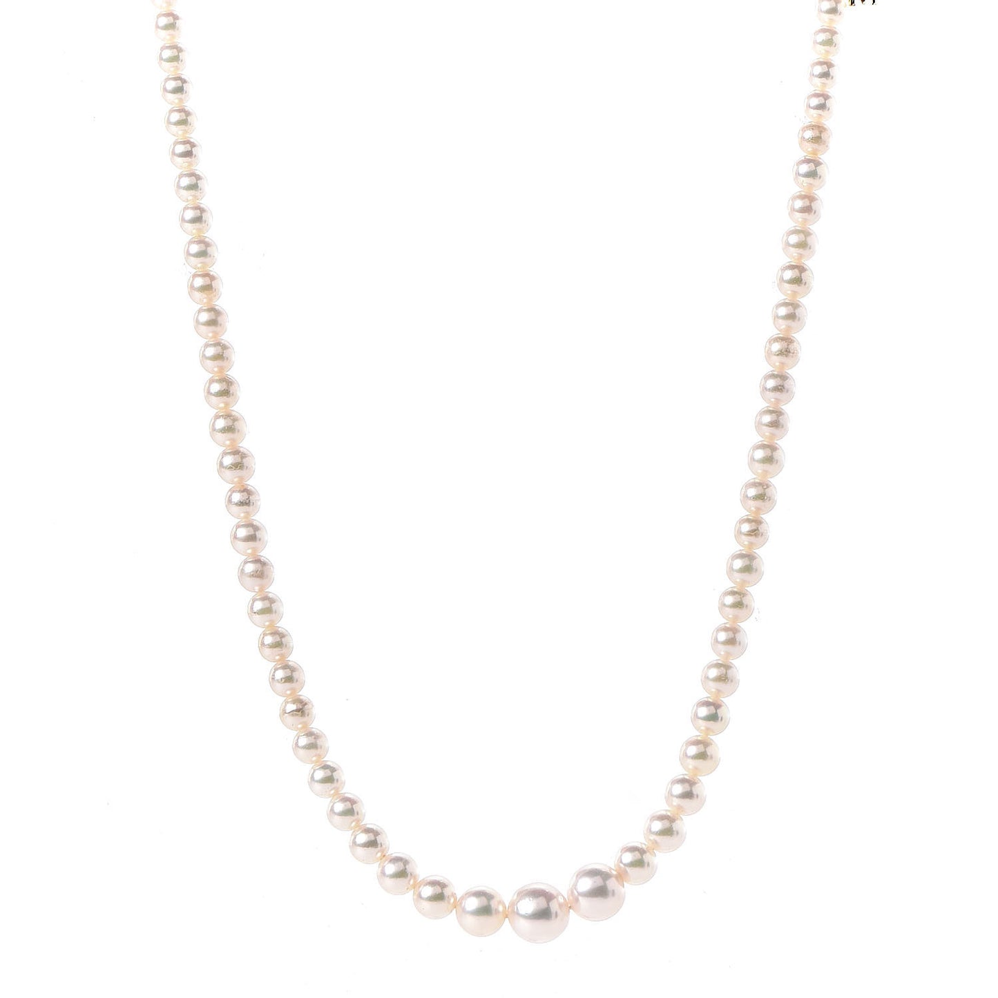 18K Yellow Gold Akoya Pearl 3.5-8mm Graduated Strand Necklace 23.5"